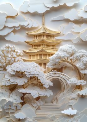 Abstract Pagoda Landscape