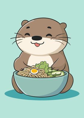 Otter Eating Noodles