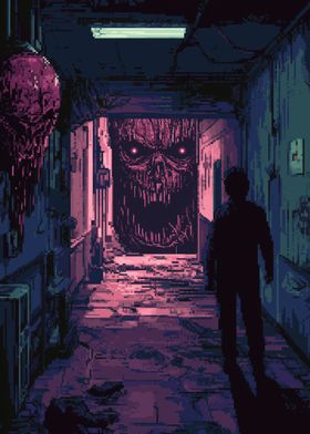 Pixelated Horror Corridor