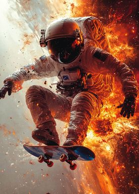 Astronaut Skateboarding