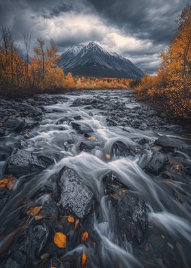 Mountain Stream in Autumn