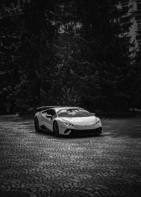 Lamborghini in Black and White