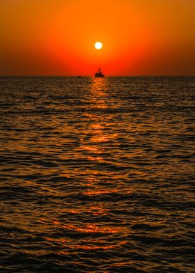 Sunset Fishing Boat