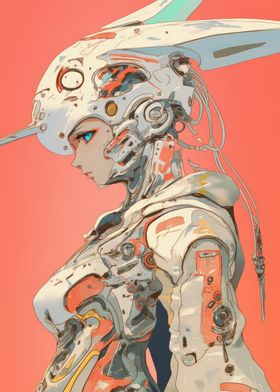 Cyborg Girl in White Armor