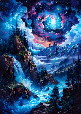 Mystical Waterfall Landscape