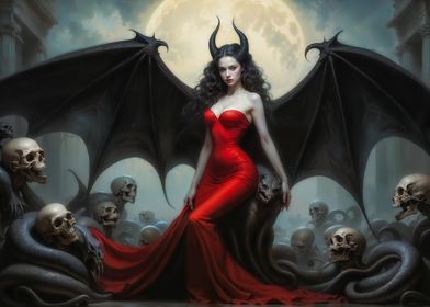 Queen Lilith, Demoness in Red Dress