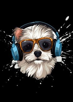 Cool Dog with Headphones