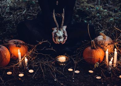 Witchcraft Ritual with Skull