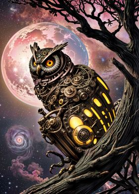 Steampunk Owl in Space