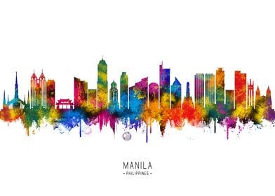 Manila Skyline Watercolor