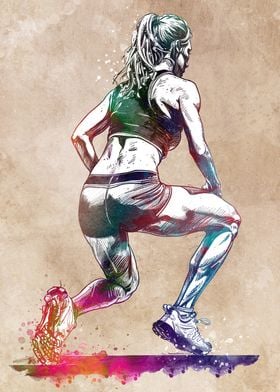 Female Athlete Watercolor