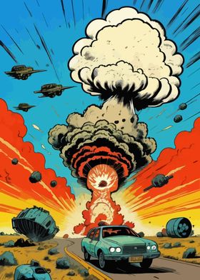 Nuclear Explosion Comic Art