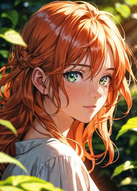 Anime Girl with Orange Hair