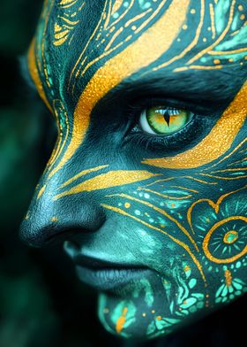 Green and Gold Face Paint