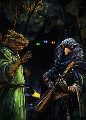 Lizardfolk and Kenku in Forest