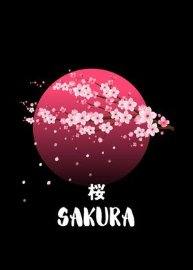 Sakura Branch with Japanese Characters