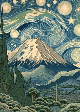 Starry Night Mount Fuji