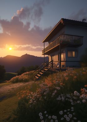 Mountain Cabin Sunset