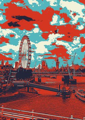 London Skyline with Ferris Wheel