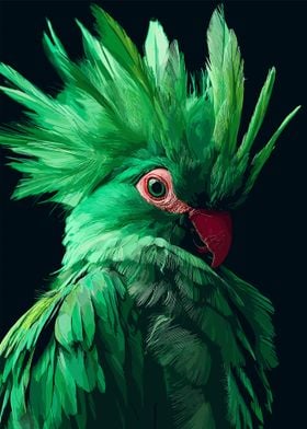 Green Parrot Portrait