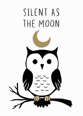 Owl and Moon Print