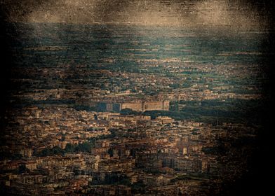 Aerial Cityscape of Caserta with Grunge Texture