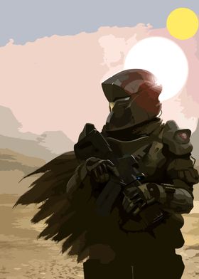 Space Soldier in Desert