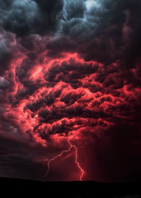 Red Lightning Storm