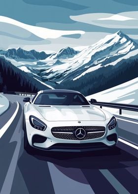 Mercedes-Benz in Snowy Mountains