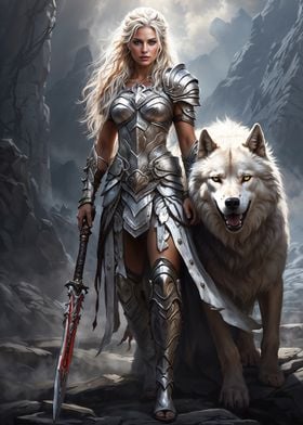 Warrior Woman and Wolf