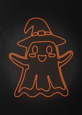 Neon Ghost with Hat