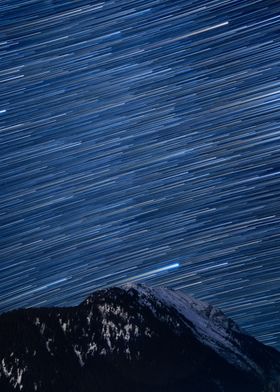 Star Trails Over Mountain