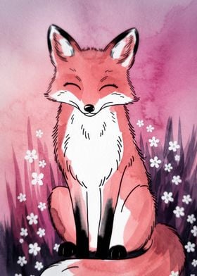 Smiling Fox Watercolor