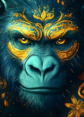 Golden Gorilla Portrait