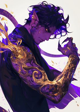 Purple Demon with Golden Tattoos