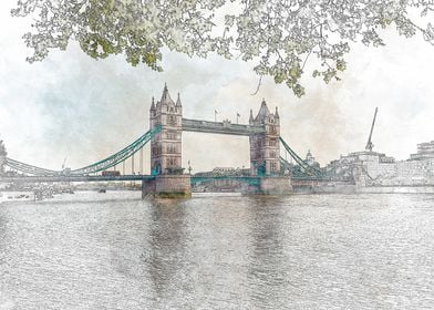 Tower Bridge Watercolor Sketch