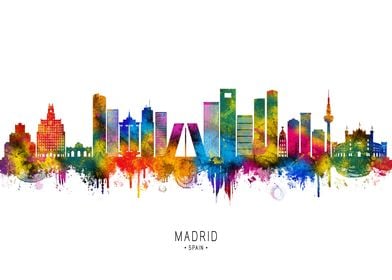 Madrid Skyline Watercolor