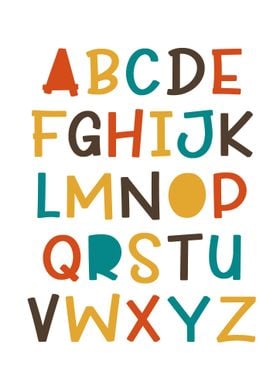 Colorful Alphabet Print Nursery Kids