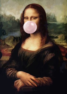 Mona Lisa with Bubble Gum