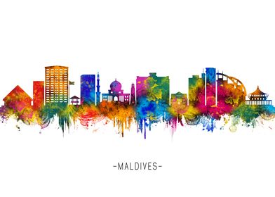 Maldives Skyline Watercolor