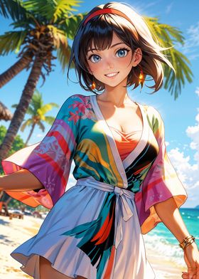 Anime Girl on Beach