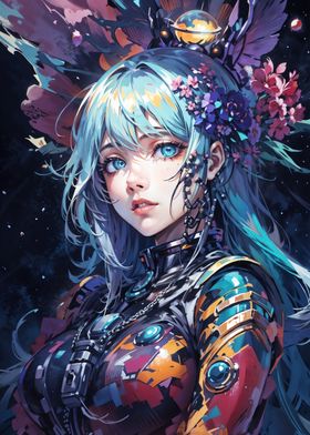 Anime Girl with Blue Hair