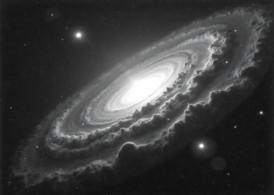 Spiral Galaxy in Black and White