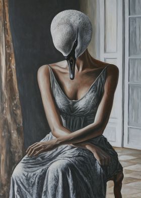 Swan Woman Painting