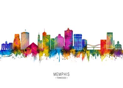 Memphis Skyline Watercolor