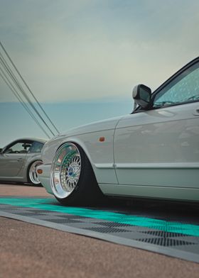 White Jaguar with Chrome Wheels