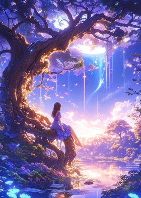 cute Girl in Dreamy Forest