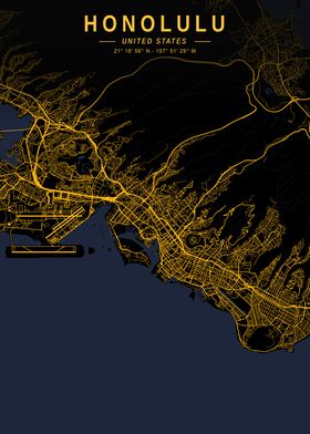 Honolulu Golden City Map