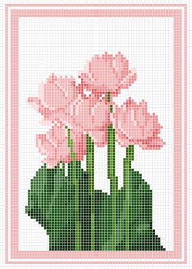 Pink Flower Cross Stitch