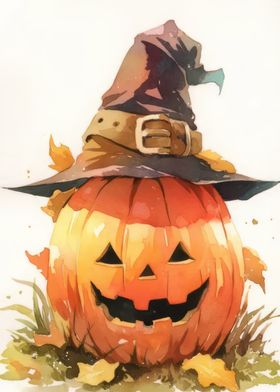 Pumpkin with Witch Hat